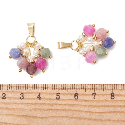 Natural Multicolor Tourmaline and Pearl Pendants PALLOY-JF05740-1
