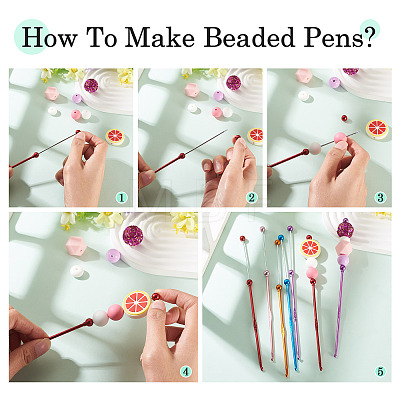 6Pcs 5 Colors DIY Alloy Beadable Crochet Hooks AJEW-TA0003-51-1