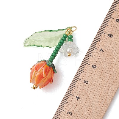 Acrylic and Handmade Lampwork Beads Pendants PALLOY-MZ01294-01-1