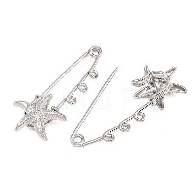 Starfish 304 Stainless Steel Safety Pins Brooch Findings SA-CBA098D-16C-P03-1