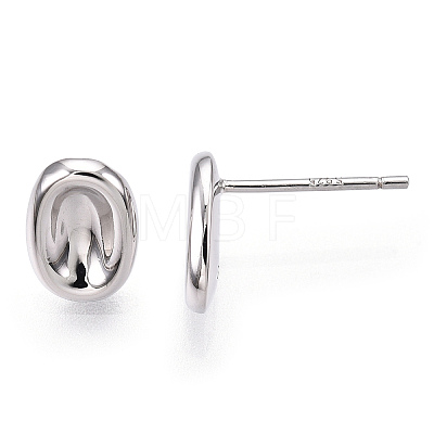 Rhodium Plated 925 Sterling Silver Stud Earrings STER-T004-38P-1