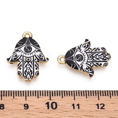 Printed Light Gold Tone Alloy Pendants ENAM-N056-206J-1