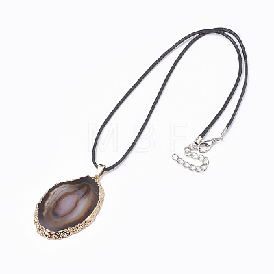 Dyed Natural Brazilian Agate Pendant Necklaces G-T104-10-1
