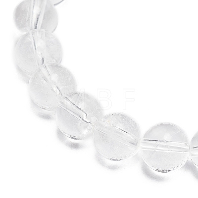 Natural Quartz Crystal Round Beaded Stretch Bracelet with Bullet Charms BJEW-JB09018-03-1
