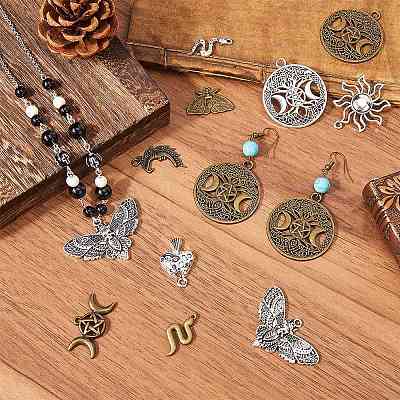 SUNNYCLUE 56PCS 14Style Tibetan Style Alloy Pendants TIBE-SC0007-16-1