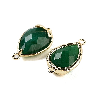 Dyed Natural Malaysia Jade Faceted Teardrop Connector Charms G-B081-03G-03-1