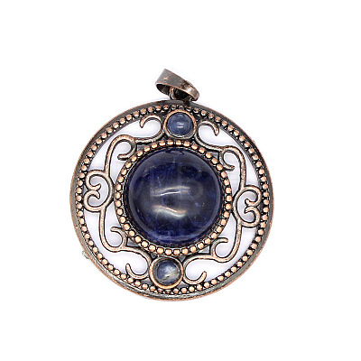 Retro Hollow Natural Sodalite Pendants PW-WG205B0-15-1