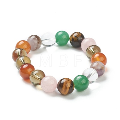 Natural Mixed Wealth Stone Beaded Stretch Bracelets BJEW-D446-E-39-1