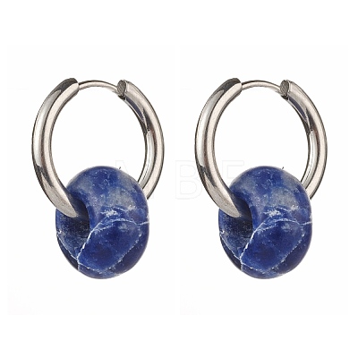 Asymmetrical Natural Mixed Stone Hoop Earrings EJEW-JE04597-1
