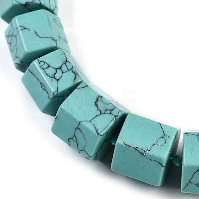 Synthetic Turquoise Hexagon Prism Graduated Beaded Necklaces for Women Men NJEW-K388-03I-1