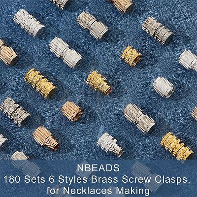  180 Sets 6 Styles Brass Screw Clasps KK-NB0002-79-1