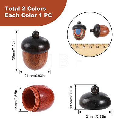 4Pcs 4 Styles Wooden Acorn Box Jewelry Pendants WOOD-CA0001-65-1