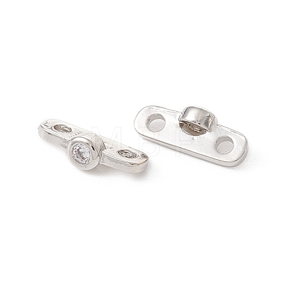 Rack Plating Brass Pave Clear Cubic Zirconia Connector Charms KK-G433-04P-1
