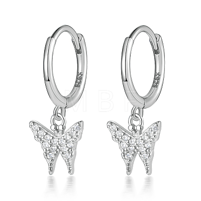 925 Sterling Silver Butterfly Hoop Earrings CU8243-2-1