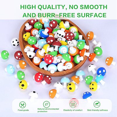 20Pcs Mushroom Silicone Focal Beads JX901B-1