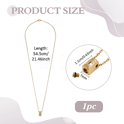 304 Stainless Steel with Clear Glass Rectangle Pendant Urn Ashes Necklaces for Women Men NJEW-WH0013-83G-1