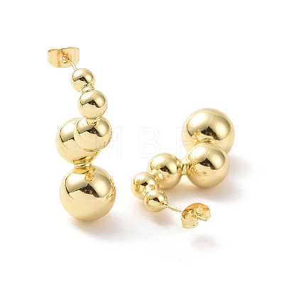 Brass Round Beaded Twist Stud Earrings for Women EJEW-G332-05G-1