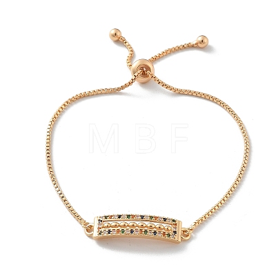 Brass Micro Pave Cubic Zirconia Slider Bracelets KK-R217-52G-1