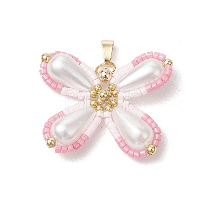 Two Tone Glass Seed Beaded Butterfly Pendants PALLOY-MZ00556-01-1