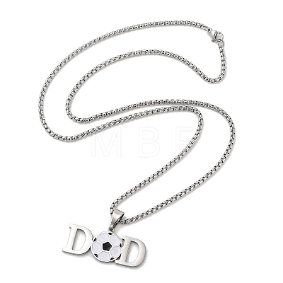 202 Stainless Steel Enamel Box Chain Sport Ball Pendant Necklaces for Men LS-NJEW-K380-01A-01-1