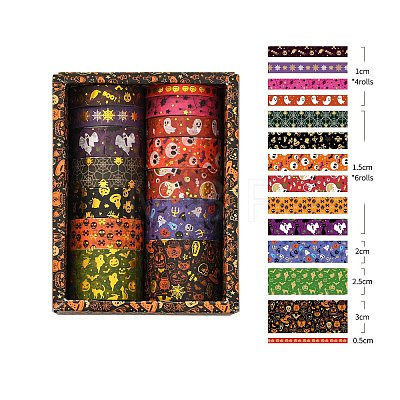 14 Rolls Halloween Theme Paper Decorative Paper Tapes Set STIC-H002-12A-1