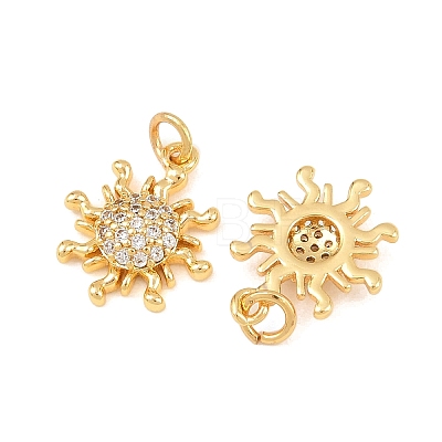 Brass Micro Pave Cubic Zirconia Charms KK-F927-09F-G-1