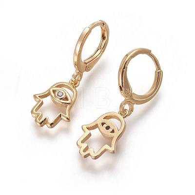 Brass Dangle Hoop Earrings EJEW-F199-06G-1