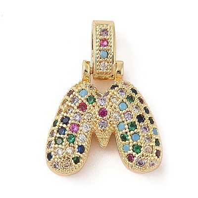 Brass Micro Pave Cubic Zirconia Pendants ZIRC-P121-01G-M-1