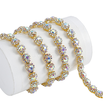 1Yard Floral Alloy & Rhinestone Hotfix Resin Rhinestone AJEW-HY0003-61-1