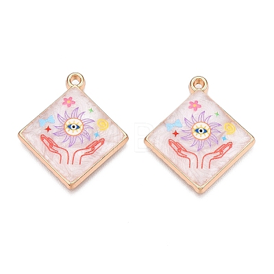 Printed Rack Plating Alloy Enamel Pendants ENAM-T020-05B-1