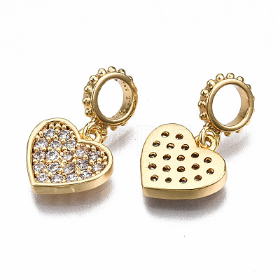 Brass Micro Pave Clear Cubic Zirconia Pendants KK-Q277-053-NF-1