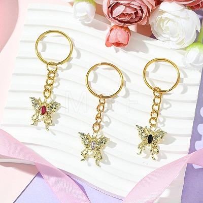 Butterfly Alloy with Cubic Zirconia Pendant Keychain KEYC-JKC00847-1