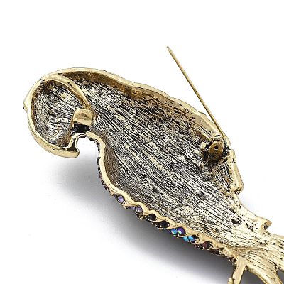 Parrot Alloy Rhinestone Brooches JEWB-Q006-03B-1