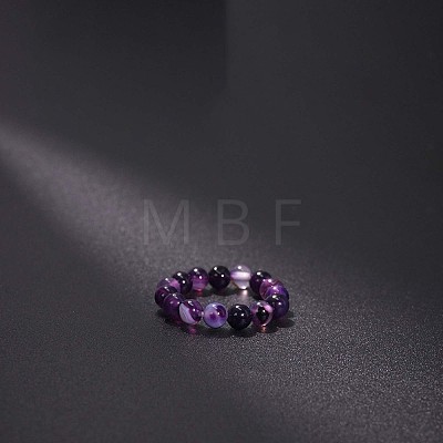 Natural Agate Stretchy Finger Rings FS-WG01730-52-1