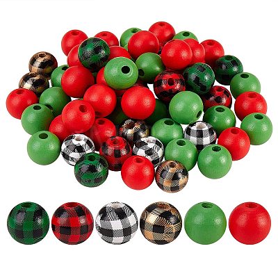 Painted Natural Wood Beads WOOD-SZ0001-08-1
