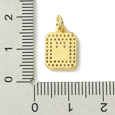 Rack Plating Brass Micro Pave Clear Cubic Zirconia Charms KK-G501-01W-G-1