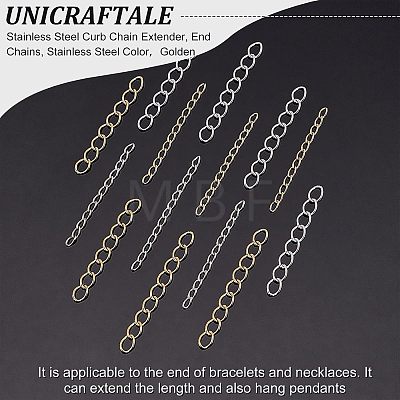 Unicraftale 120Pcs 4 Style 304 Stainless Steel Curb Chains Extender STAS-UN0038-16-1