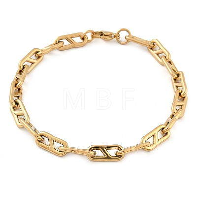 304 Stainless Steel Oval Link  Chain Bracelets for Women Men BJEW-F488-49A-G-1