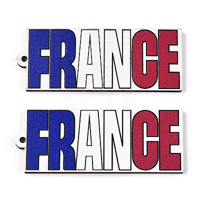 French Theme Printed Wood Pendants WOOD-N016-09-1