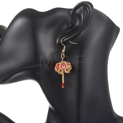 Transparent Electroplate Glass & Seed Glass Beads Dangle Earrings EJEW-MZ00714-02-1