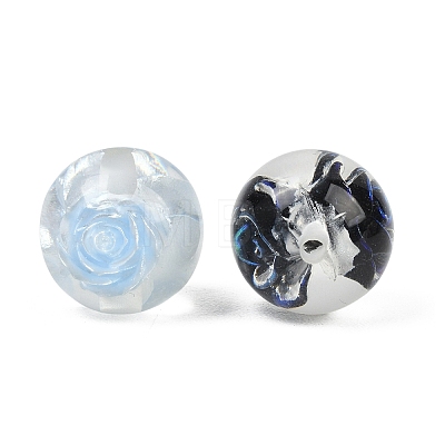 Transparent Resin Inner Flower Beads RESI-C070-16-1