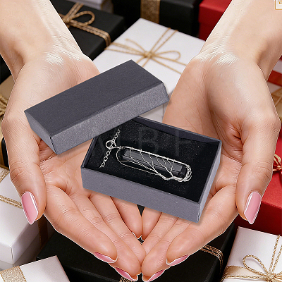 1Pc Natural Black Agate Bullet Macrame Pouch Pendant Alloy Chain Necklaces NJEW-PA0001-01E-1
