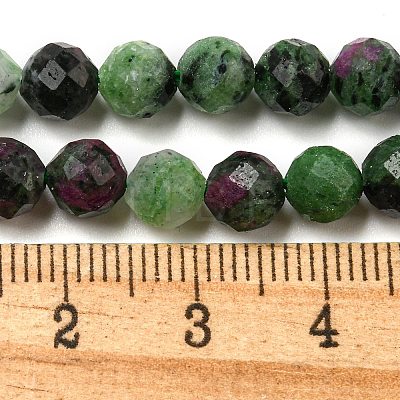 Faceted Round Natural Ruby in Zoisite Bead Strands G-F289-11-6mm-1