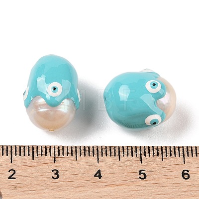 Natural Pearl Enamel Beads PEAR-G014-05B-1