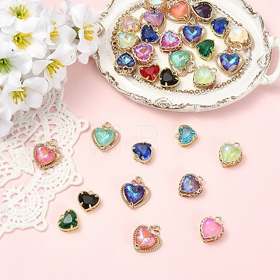 10Pcs Heart K9 Glass Charms GLAA-YW0005-33-1