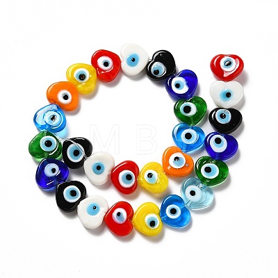 Handmade Evil Eye Lampwork Beads Strands X-LAMP-E023-07C-09-1