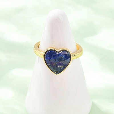 Natural Lapis Lazuli Finger Rings with Brass Findings G-H353-03G-02-1