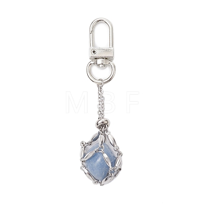 304 Stainless Steel Macrame Chain Pouch Empty Stone Holder Pendant Decoration HJEW-JM02085-1