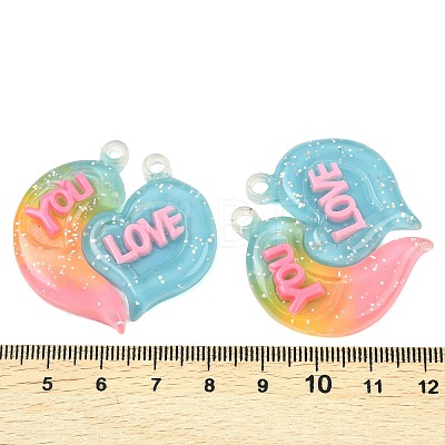 2Pcs Gradient Color Translucent Resin Pendants RESI-XCP0002-41B-1