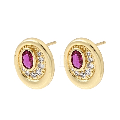 Brass Micro Pave Cubic Zirconia Stud Earrings EJEW-G471-13G-06-1